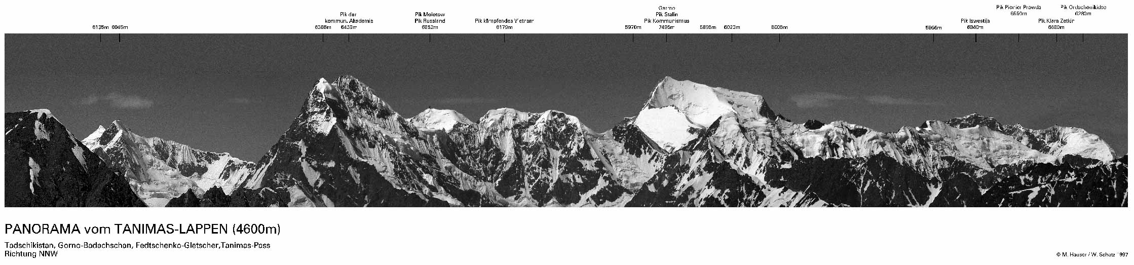 Pik Kommunismus-Panorama s/w